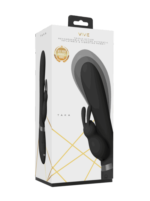 Taka – Opblaasbare en Vibrerende Konijnen Vibrator – Zwart