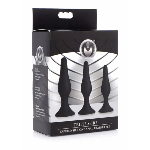 Triple Spire - Tapered Silicone Anale Trainer Set - 3 Stuks - Zwart - Afbeelding 2