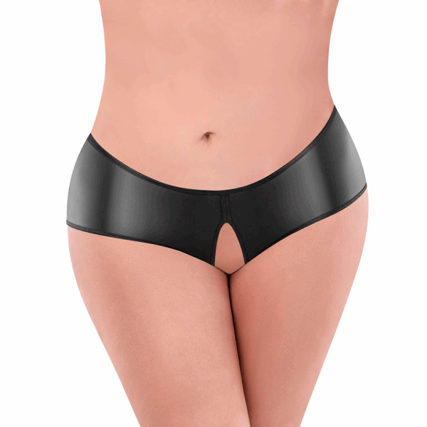 Liquid Onyx Split Back Boyshort - 2X - Zwart - Afbeelding 3
