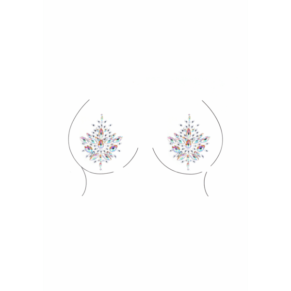 Open-Cup Strappy Teddy en Dazzling Nipple Bling Sticker - One Size - Afbeelding 7