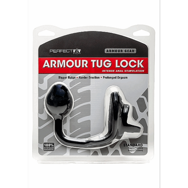 Armor Tug Lock - Cockring met Ball Strap en Butt Plug - Medium - Afbeelding 2