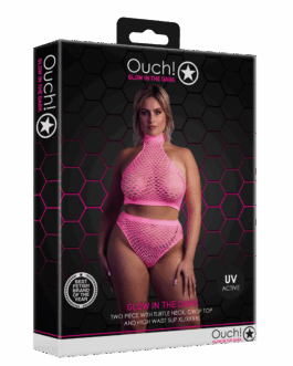 Turtleneck en Hoge Taille Slip – Plus Size – Neon Roze