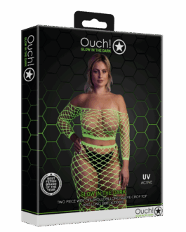 Langermige Crop Top en Lange Rok – Plus Size – Neon Groen