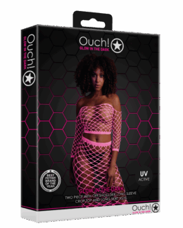 Langarm Crop Top en Lange Rok – One Size – Neon Roze