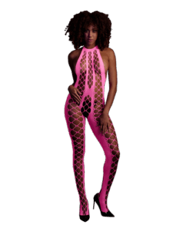 Bodystocking met Halterneck – One Size – Neon Pink